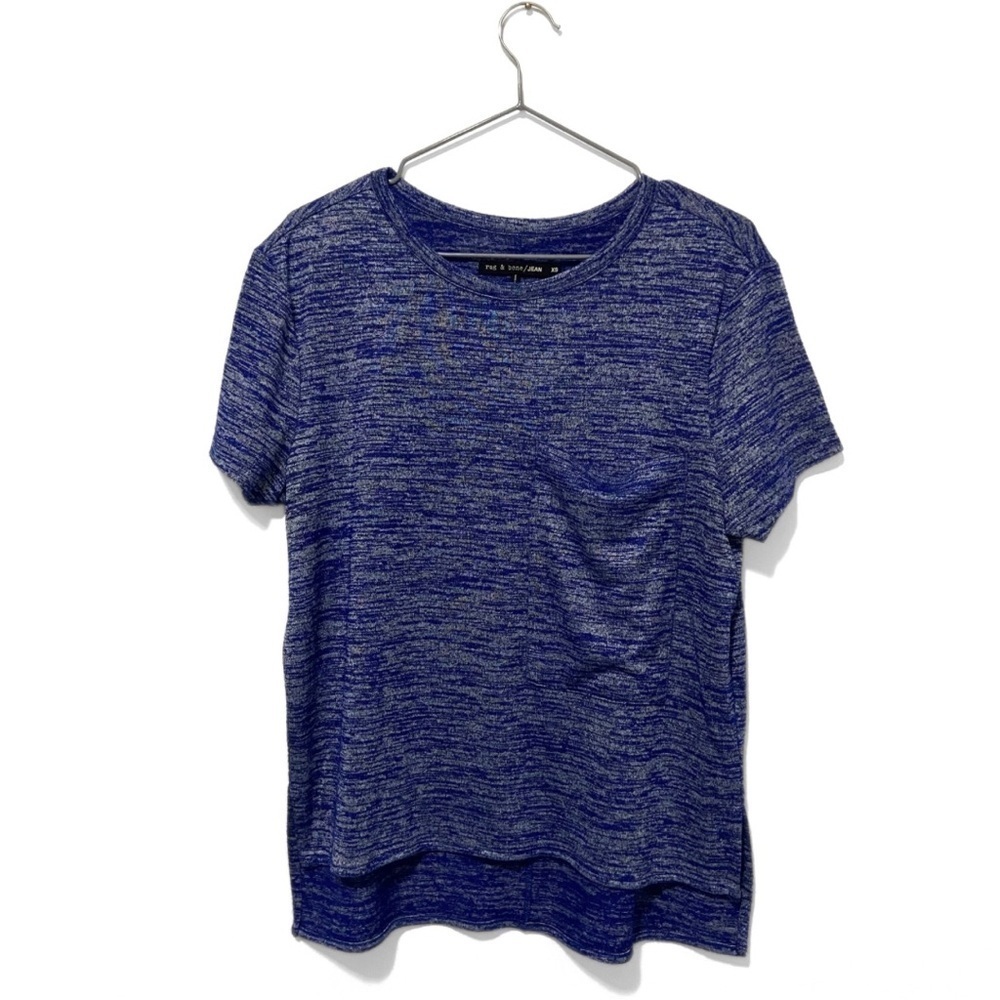 Rag & Bone Blue/Grey Super Soft Relaxed-Fit Crew-Neck T-Shirt Size XS